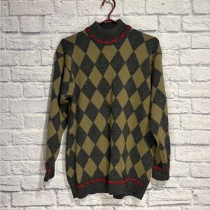 Argyle Sweater - Express x Alfred Sung Wool Blend Medium